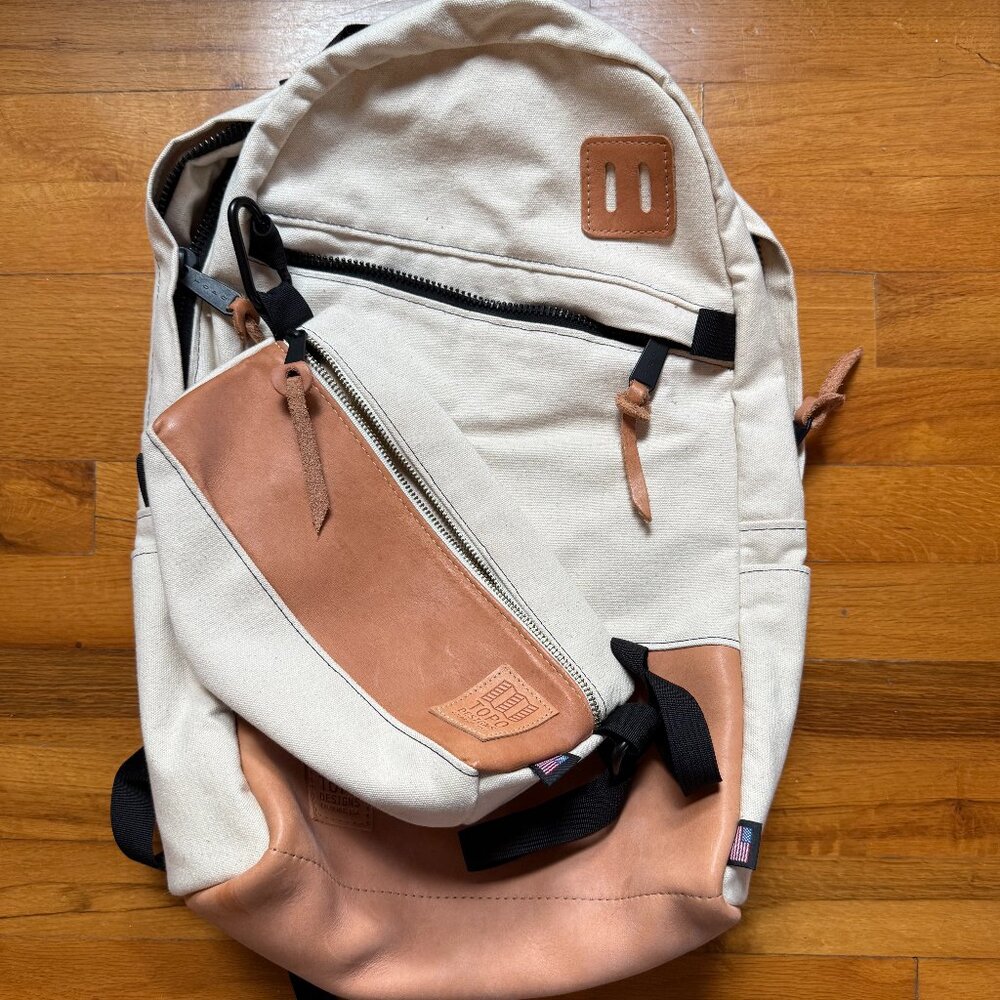 Topo Designs Cream and Tan Backpack